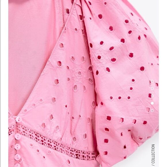 Zara pink eyelet openwork embroidered dress - Picture 14 of 15